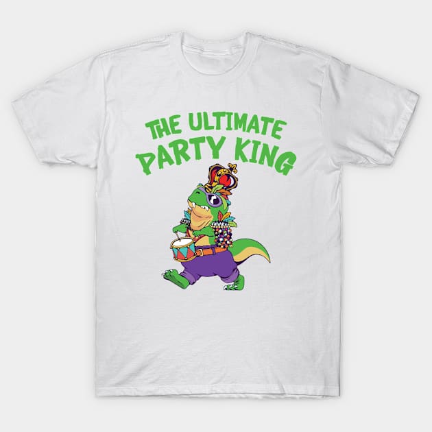 Mardi Gras Carnival T-rex Dinosaur Party King T-Shirt by Tom´s TeeStore